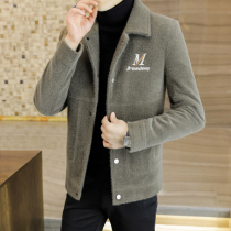 2021 autumn and winter New imitation mink short trench coat mens woolen coat tweed coat thick mature mens