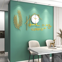 Restaurant decoration clock wall clock living room hanging home fashion modern simple light luxury background Net red clock hanging wall