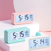 Deli multi-function electronic alarm clock Intelligent temperature and humidity student bedside girl male children simple digital clock