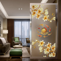 Arts and crafts glass custom porch partition aisle screen carved glass transparent frosted Magnolia fish