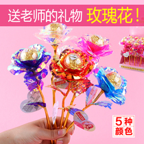 Teachers Day Rainbow Rose Bouquet Chocolate Candy Gift Box for Teacher Male and Female Friends Valentines Day Gift