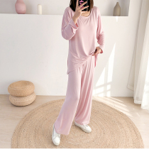 Thin moon clothes modal long sleeve T-shirt spring and autumn nursing top with milk pad pregnant women pajamas feeding 2 sets