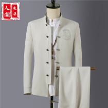 Spring and autumn Chinese style suit male Hanfu retro style groomsman clothing ancient costume slim youth Chinese style Tang suit