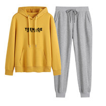 Sports Casual Suit Women 2022 Autumn Winter New Korean version Cavet Thickened Alphabet with hat and clothing pants Two sets