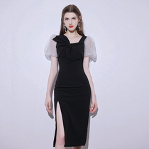 Banquet black small dress fish tail slim 2021 new light luxury high-end dress socialite temperament can usually be worn