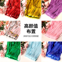 Birthday party layout wedding wedding wedding hotel room wedding scene decoration color rain curtain tassel