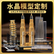 Crystal carving 3D real estate model ornaments customized real estate construction company set-up retired souvenirs customized