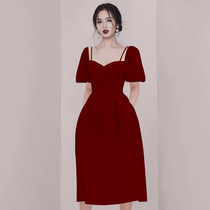 Bride wedding toast wine red 2021 new summer engagement banquet temperament dress dress usually wear