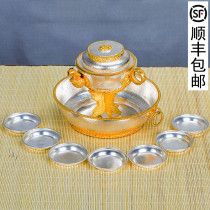 Nepal handmade pure copper gilt gold gilt silver seven water supply bowl water god of wealth Tantric Buddhism water supply plate