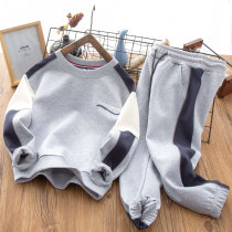 Boys spring autumn sports suit 2022 new children knit round neckline Chaowei pants CUHK Girl 2 pieces