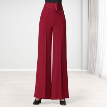 Dan Baoluo ballroom dance wide leg pants Latin dance practice clothes female adult spring and autumn red professional new dance pants dance clothes