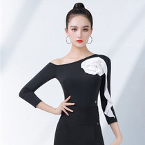 New Latin dance clothes ballroom dance womens small shirts dance clothes adult rumba clothes slanted shoulders modern dance tops