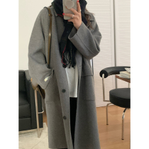 FCYstudio gray double-sided cashmere coat female 2021 autumn Korean version temperament design sense cashmere woolen coat