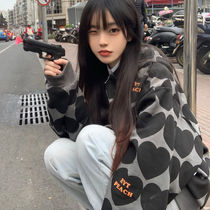 Gray hooded jacket female spring and autumn salt cardigan design sense ins early autumn students plus velvet loose sweater