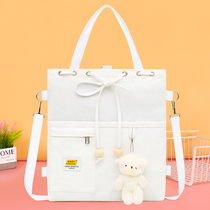 Pupil make-up schoolbag portable tutorial bag primary Senior high school shoulder diagonal bag large capacity class canvas art bag