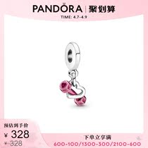 Pandora Pandora 925 silver dumbbells and peach hearts hanging accessories 799545C01 lovers temperament