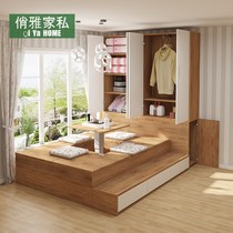 Japanese-style collapsed rice floor bed simple modern tatami bed wardrobe integrated storage double bed high Box storage bed