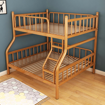 Stainless steel bed Double bed 1 8 meters high and low mother and child bed Double bunk iron frame bed High and low bed iron bed 1 5