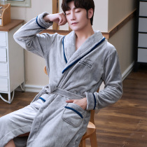 Autumn Winter Mens Thickened Coral Suede Sleeping Robes Long-lovers Sleepwear Womens Spring Autumn Flannel Suede Suit Bathrobe home Gun