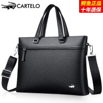 Crocodile Genuine Leather Mens Handbag Handbag mens bag Single shoulder bag Oblique Satchel Business Bull Leather Bag Briefcase Backpack Tide