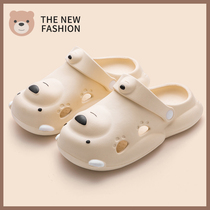 Small Bear Cave Shoes Womens Summer Lovely Ins Nets Red Thick Bottom Non-slip Beach Seaside Sandal Sandals Women Wear