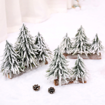 Christmas snow scene decorations creative small mini Christmas tree three lessons small tree window mall props