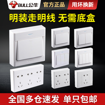 Bull Clear Fitted Socket Panel Open Single Control Home Electric Light Switch Clear Fit Wall Switch Ultra Slim Switch Panel