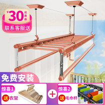 Lifting clothes rack Balcony hand-cranked double pole three-pole indoor reinforced four-pole drying rack Clothes rack cooling rack