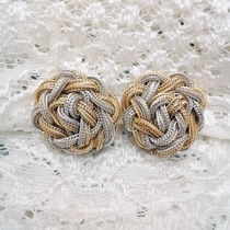 (Antique home) 50s gold and silver two-color chain ear clip to take the price is not refundable