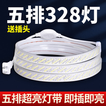 LED light strip household ceiling decoration self-adhesive 220V outdoor super bright waterproof white light warm light strip soft light strip