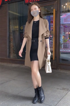 Windbreaker coat Womens Small man long spring and autumn 2021 new waist lace-up khaki coat coat women