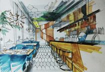 Generation painting marker pen design environment design generation painting gouache painting sketch finished interior design animation characters