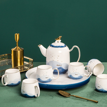 Guo Tide Feng Ink Ceramic Cup Tea pot Chinese cup set household living room hospitality tea set
