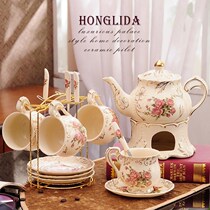 Flower tea tea set set household simple European-style ceramic candle heating brewing fruit tea teapot afternoon tea teacup
