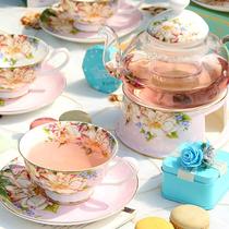 Flower tea cup fruit teapot set afternoon tea tea set ceramic light luxury tea cup glass tea set household candle heating