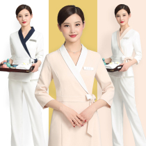 Beauty Salon Beauty Division Workwear Woman Middle Sleeve Suit Temperament Skin Management Division Embroidered Senior Professional Clothing