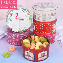 Cookie box biscuit box round iron box 5 inch 6 inch baking cake snowflake crisp chip candy box gift box packaging box
