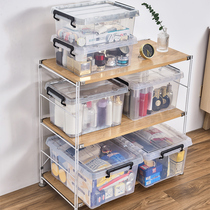 Transparent plastic storage box extra large thick toy clothes covered storage box household storage box