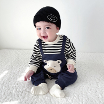 Little Deer Lolo Newborn Baby Net Red Khaclothes Climbing Suit Baby Clothes Conjoined Clothes Spring Autumn Filled With Moon Blue Cubs