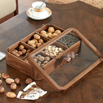 New Chinese fruit plate wedding candy box light luxury tea table solid wood storage box split living room high-grade snacks dried fruit box
