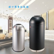 Outdoor stainless steel trash can Shopping mall restaurant round vertical large trash can peel box ashtray bucket