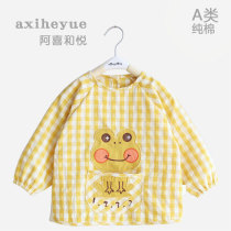 Childrens plaid cotton autumn and winter gown anti-dressing boy waterproof eating anti-dirty clothes baby breathable bib New