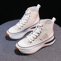 Tide brand fashion canvas high-top shoes autumn New thick-soled Sports small white shoes Korean version of casual womens shoes