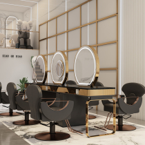 Found stainless steel marble ironing area hairdressing mirror table cabinet integrated Net red hair salon special mirror hair salon