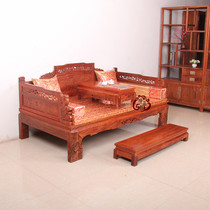 Redwood Luohan bed Chinese antique yellow rosewood hedgehog red sandalwood hot wax unicorn lion lion Tiger foot landscape Luohan bed