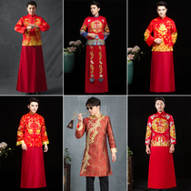 Mens Xiuhe clothing mens new groom costume Chinese wedding dress mens and womens suit dragon and phoenix gown mens toast