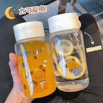 Cartoon cute bear simple transparent glass mini fresh Mori with rope portable student childrens water Cup