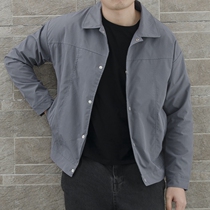Light gray jacket men 2021 spring new Korean trend slim casual shirt collar solid color youth coat men
