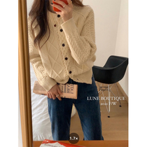 Lune knitted cardigan womens autumn and winter 2021 New coat gentle French soft waxy thick sweater coat