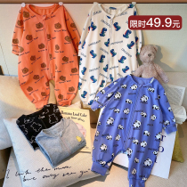  Chen Da pig L mother male baby one-piece pajamas autumn mens childrens home clothes baby haiyi sleeping bag 2021 new